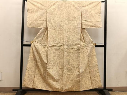 平和屋着物■上質な紬　草花文　正絹　逸品　BAAX8993mz