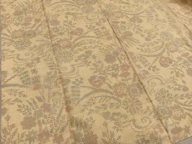 平和屋着物■上質な紬　草花文　正絹　逸品　BAAX8993mz