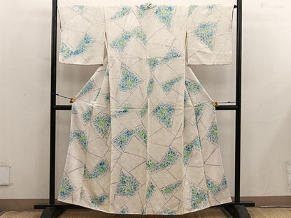 平和屋着物●上質な小紋　総絞り　草花文　正絹　逸品　BAAX8994mz