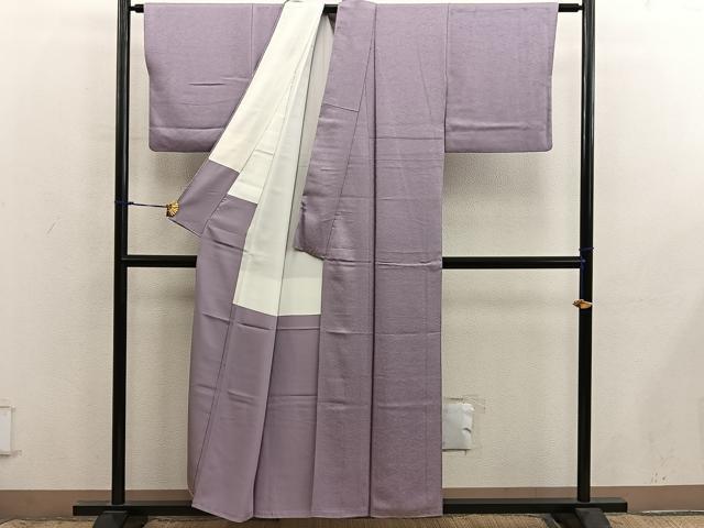 平和屋着物■上質な色無地　草花地紋　浅紫色　正絹　逸品　BAAX8996mz