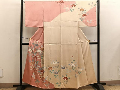 平和屋着物■訪問着　刺繍　枝花文　正絹　逸品　BAAX8997mz