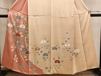 平和屋着物■訪問着　刺繍　枝花文　正絹　逸品　BAAX8997mz