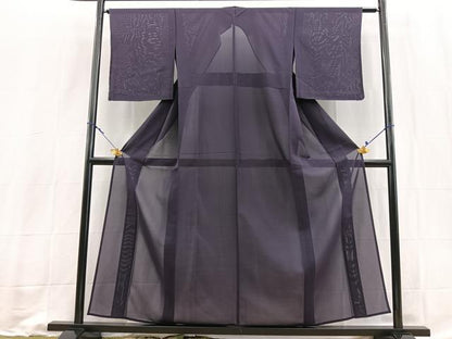 平和屋着物＊夏物　色無地　絽　濃鼠色　正絹　逸品　BAAX9010yc