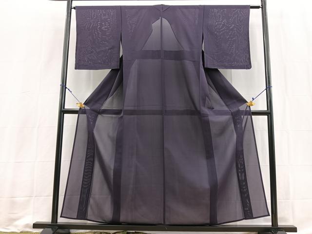 平和屋着物＊夏物　色無地　絽　濃鼠色　正絹　逸品　BAAX9010yc