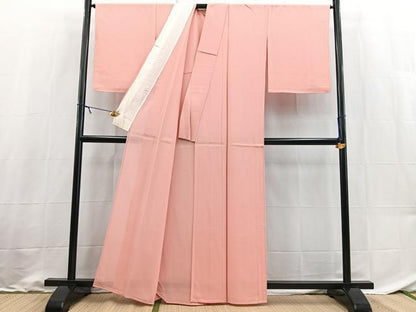 平和屋着物＊夏物　色無地　絽　紅梅色　正絹　逸品　未使用　BAAX9012yc