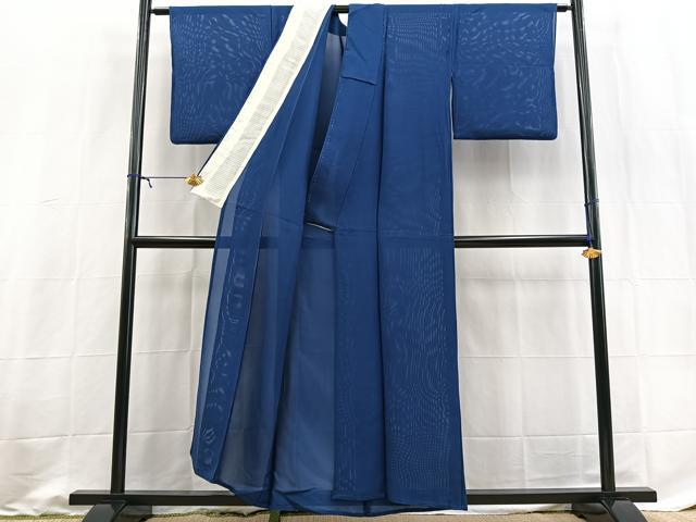 平和屋着物＊夏物　色無地　絽　瑠璃紺色　正絹　逸品　BAAX9015yc