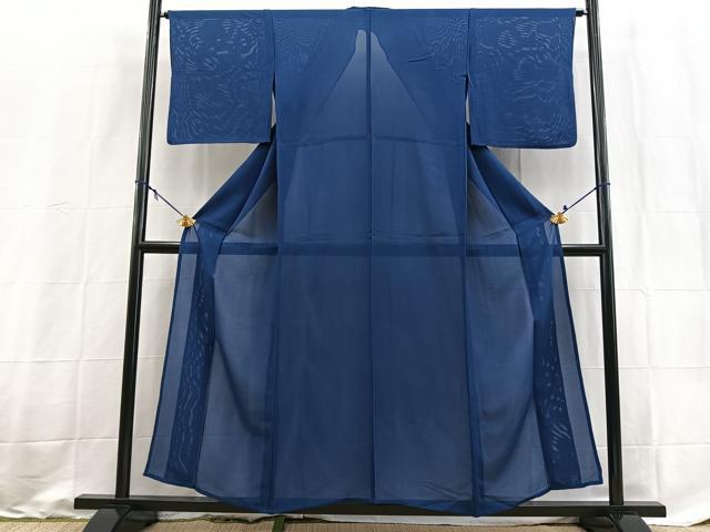 平和屋着物＊夏物　色無地　絽　瑠璃紺色　正絹　逸品　BAAX9015yc