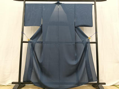 平和屋着物＊夏物　色無地　絽　青藍色　正絹　逸品　BAAX9020yc