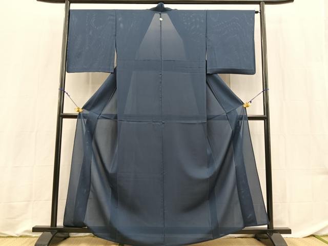 平和屋着物＊夏物　色無地　絽　青藍色　正絹　逸品　BAAX9020yc
