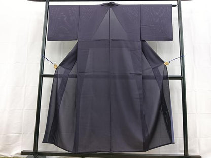 平和屋着物＊夏物　色無地　絽　深紫色　正絹　逸品　BAAX9021yc