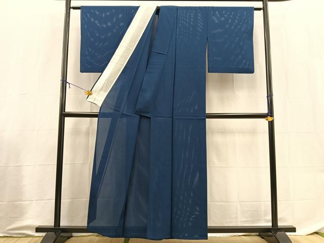 平和屋着物＊夏物　色無地　絽　紺瑠璃色　正絹　逸品　BAAX9022yc