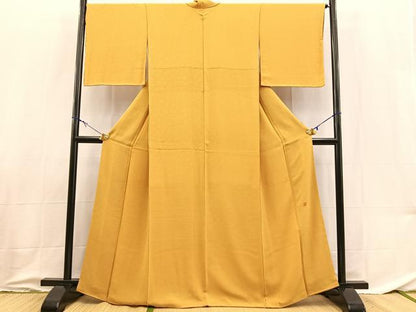 平和屋着物●上質な色無地　作家物　花唐草地紋　金色　正絹　逸品　未使用　BAAX9026yc