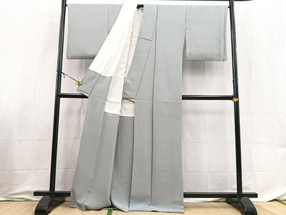 平和屋着物■上質な色無地　灰青色　正絹　逸品　BAAX9028yc