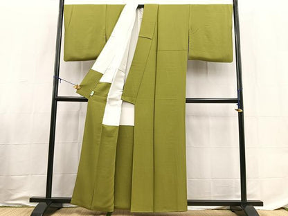 平和屋着物●上質な色無地　青丹色　正絹　逸品　BAAX9029yc