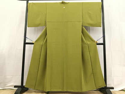 平和屋着物●上質な色無地　青丹色　正絹　逸品　BAAX9029yc