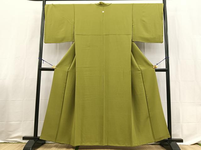 平和屋着物●上質な色無地　青丹色　正絹　逸品　BAAX9029yc