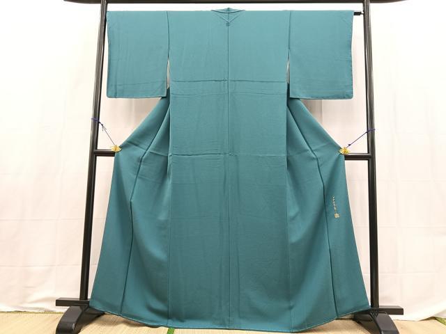 平和屋着物●世界的友禅作家　千地泰弘監修　色無地　霞地紋　高麗納戸色　正絹　逸品　未使用　BAAX9030yc