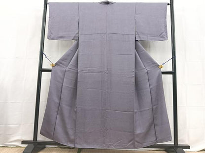 平和屋着物■上質な色無地　草木地紋　鳩羽色　正絹　逸品　BAAX9032yc