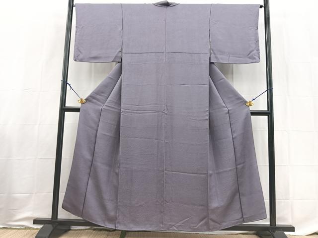 平和屋着物■上質な色無地　草木地紋　鳩羽色　正絹　逸品　BAAX9032yc