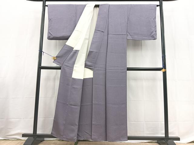 平和屋着物■上質な色無地　草木地紋　鳩羽色　正絹　逸品　BAAX9032yc