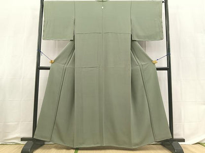 平和屋着物●上質な色無地　深川鼠色　反端付き　正絹　逸品　BAAX9033yc
