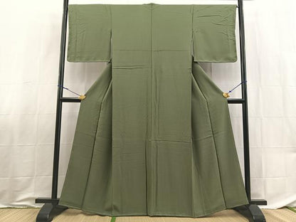 平和屋着物●上質な色無地　老竹色　正絹　逸品　未使用　BAAX9035yc
