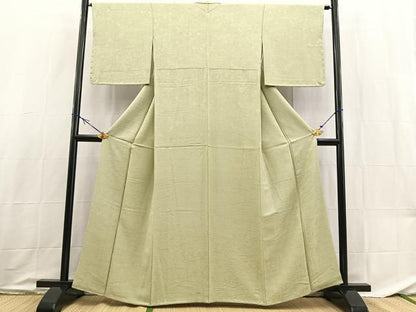 平和屋着物●上質な色無地　吉祥花地紋　裏柳色　正絹　逸品　未使用　BAAX9044yc