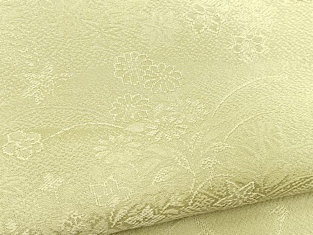 平和屋着物●上質な色無地　吉祥花地紋　裏柳色　正絹　逸品　未使用　BAAX9044yc
