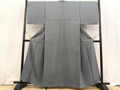 平和屋着物●上質な色無地　花地紋　鉄御納戸色　正絹　逸品　BAAX9045yc