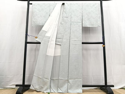 平和屋着物●上質な色無地　抽象地紋　白鼠色　正絹　逸品　未使用　BAAX9046yc