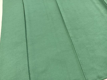 平和屋着物●上質な色無地　松竹梅地紋　木賊色　正絹　逸品　BAAX9047yc
