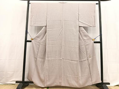 平和屋着物■上質な色無地　紗綾形地紋　三趣染草木染　鴇鼠色　正絹　逸品　BAAX9048yc