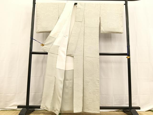 平和屋着物●上質な色無地　辻が花地紋　絹鼠色　正絹　逸品　BAAX9051yc