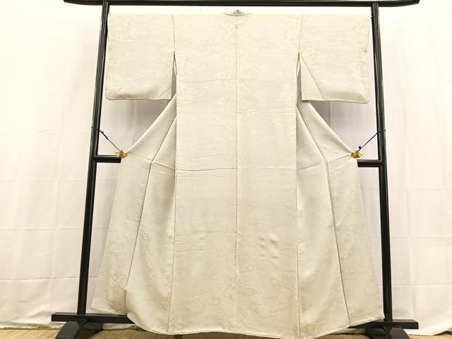 平和屋着物●上質な色無地　辻が花地紋　絹鼠色　正絹　逸品　BAAX9051yc