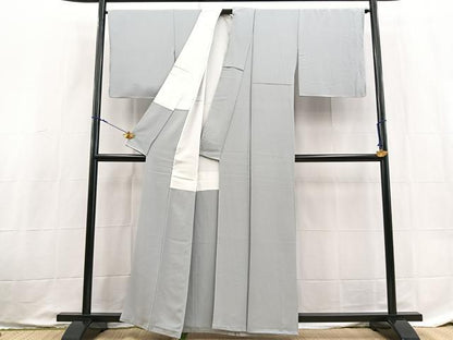 平和屋着物■上質な色無地　灰青色　正絹　逸品　BAAX9053yc