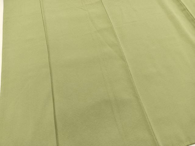 平和屋着物●上質な色無地　山葵色　正絹　逸品　BAAX9054yc