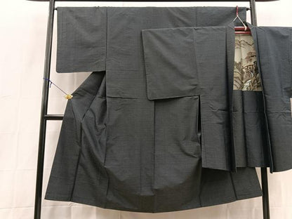 平和屋着物■男性　本場大島紬　アンサンブル　横段文　長羽織　正絹　逸品　BAAX9063yc