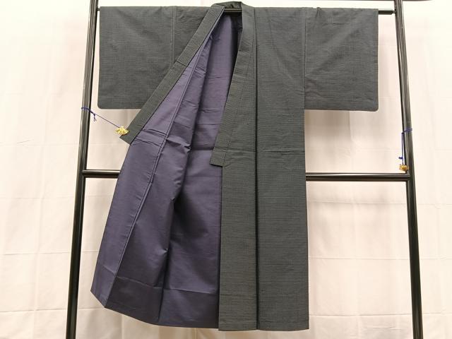 平和屋着物■男性　本場大島紬　アンサンブル　横段文　長羽織　正絹　逸品　BAAX9063yc