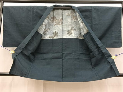 平和屋着物●男性　紬　アンサンブル　100亀甲　総詰め　長羽織　正絹　逸品　BAAX9064yc