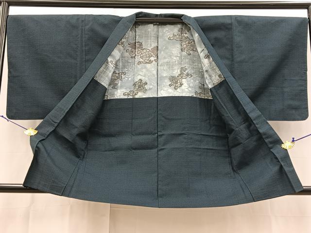 平和屋着物●男性　紬　アンサンブル　100亀甲　総詰め　長羽織　正絹　逸品　BAAX9064yc