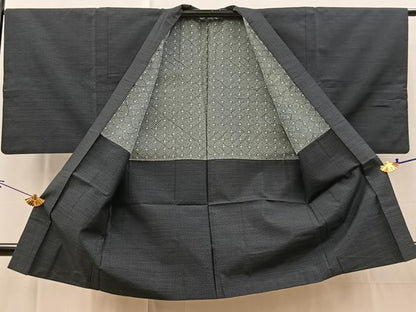 平和屋着物■男性　本場大島紬　アンサンブル　亀甲文　長羽織　正絹　逸品　BAAX9065yc