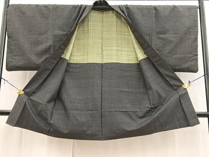 平和屋着物●男性　本場大島紬　アンサンブル　割込み絣　長羽織　正絹　逸品　BAAX9067yc