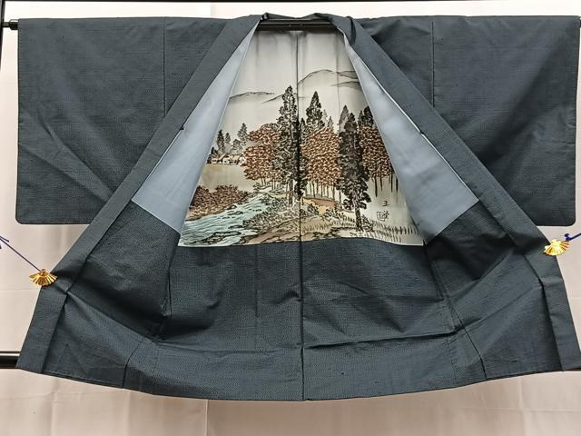 平和屋着物■男性　本場大島紬　アンサンブル　100亀甲　総詰め　長羽織　正絹　逸品　BAAX9070yc