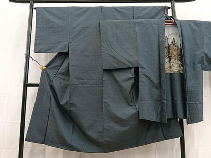 平和屋着物■男性　本場大島紬　アンサンブル　100亀甲　総詰め　長羽織　正絹　逸品　BAAX9070yc