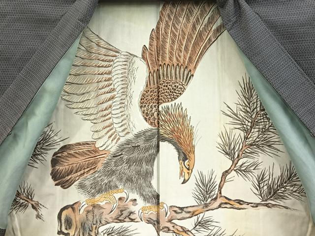 平和屋着物■男性　本場大島紬　アンサンブル　80亀甲　総詰め　羽裏：鷹　正絹　逸品　BAAX9071yc