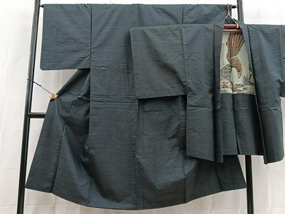 平和屋着物■男性　本場大島紬　アンサンブル　80亀甲　総詰め　羽裏：鷹　正絹　逸品　BAAX9071yc