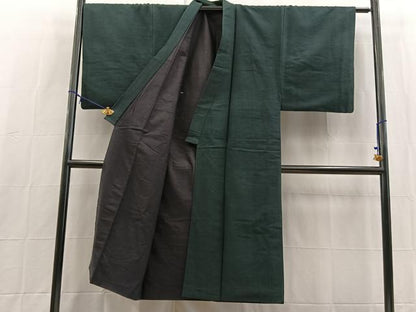 平和屋着物■男性　紬　錆鼠色　正絹　逸品　BAAX9074yc