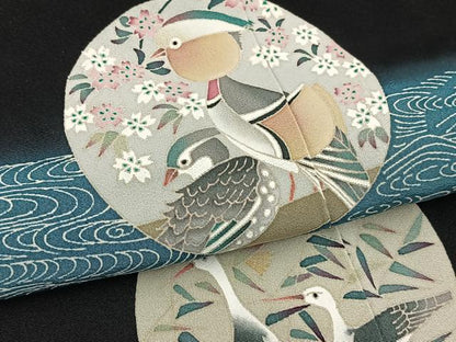 平和屋着物●本加賀友禅作家　白坂幸蔵　黒留袖　立波花鳥丸文　正絹　逸品　BAAX9081yc