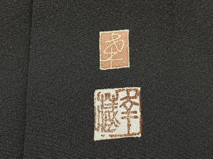 平和屋着物●本加賀友禅作家　白坂幸蔵　黒留袖　立波花鳥丸文　正絹　逸品　BAAX9081yc