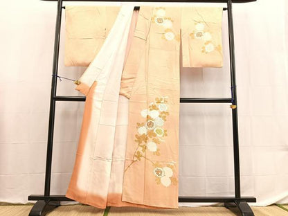 平和屋着物■訪問着　駒刺繍　菊花文　暈し染め　金彩　正絹　逸品　BAAX9084yc